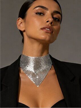 Silver Mesh Sculptural Choker